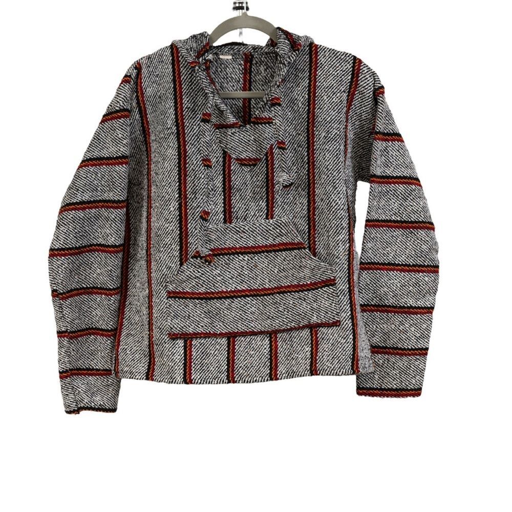 Vintage hooded boho striped sweater size M